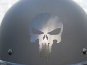Reflective Punisher Skull Helmet Decal in BLACK – 2 1/8″ x 3″ die cut vinyl decal for helmets, cars, trucks, windows, etc NOT PRINTED!