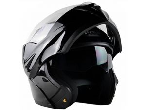ILM 10 Colors Motorcycle Flip up Modular Helmet DOT (M, Gloss Black)