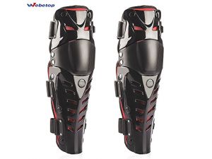 Webetop Knee Shin Guards Adult 1 Pair Flexible Breathable Adjustable High-Impact PE+EVA Motorcycle Motocross MTB Knee Pads for Riding Cycling-One Size Fits Most,Black & Red