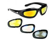 AULLY PARK Polarized Motorcycle Riding Glasses Black Frame with 4 Lens Kit for Outdoor Activity Sport